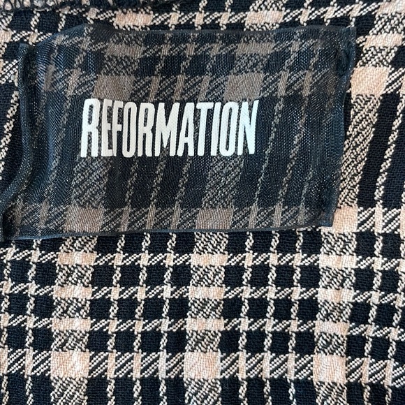 Reformation cream and black Plaid Strappy Bodycon mini dress size XXS - Picture 4 of 4